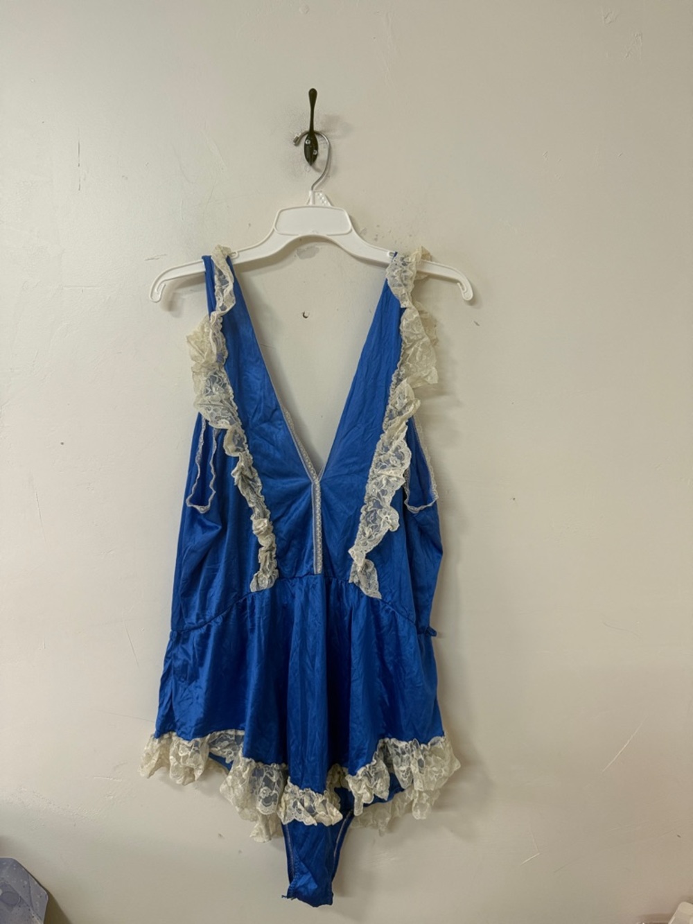 Shirley of Hollywood Royal Blue Lace Trim Teddy